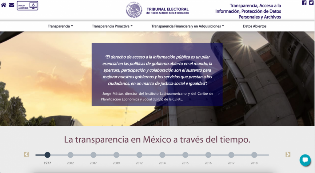 El micrositio de transparencia del TEPJF obtuvo la calificación perfecta por parte del INAI.