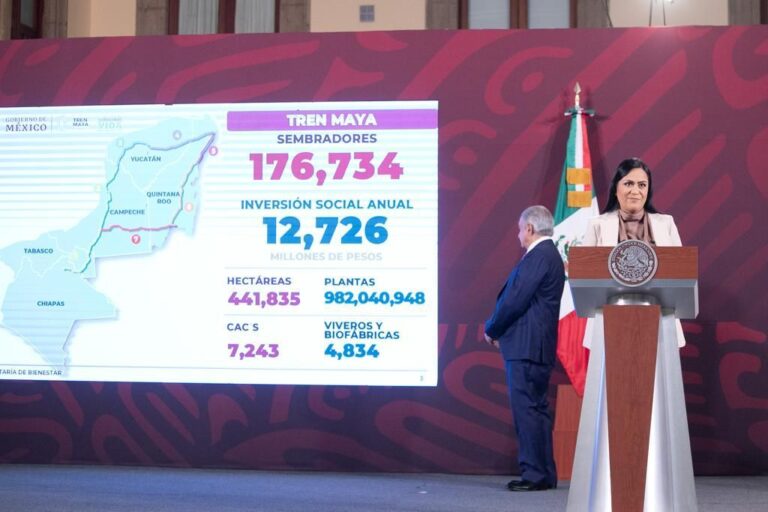 Ariadna Montiel anuncia cifras de Sembrando Vida en el Tren Maya