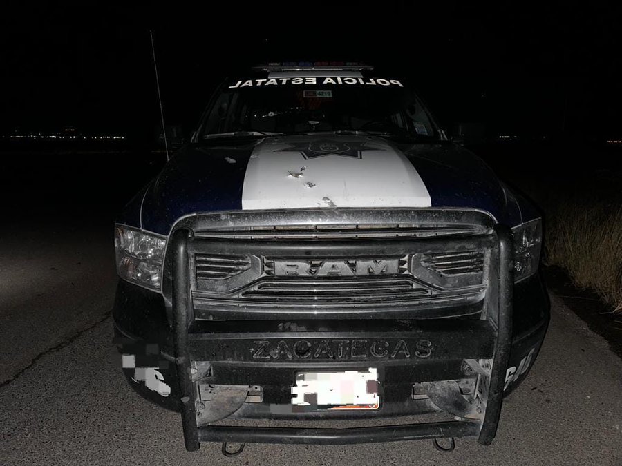 Unidad de la SSP de Zacatecas tras realizar operativo en el municipio de Pánuco.