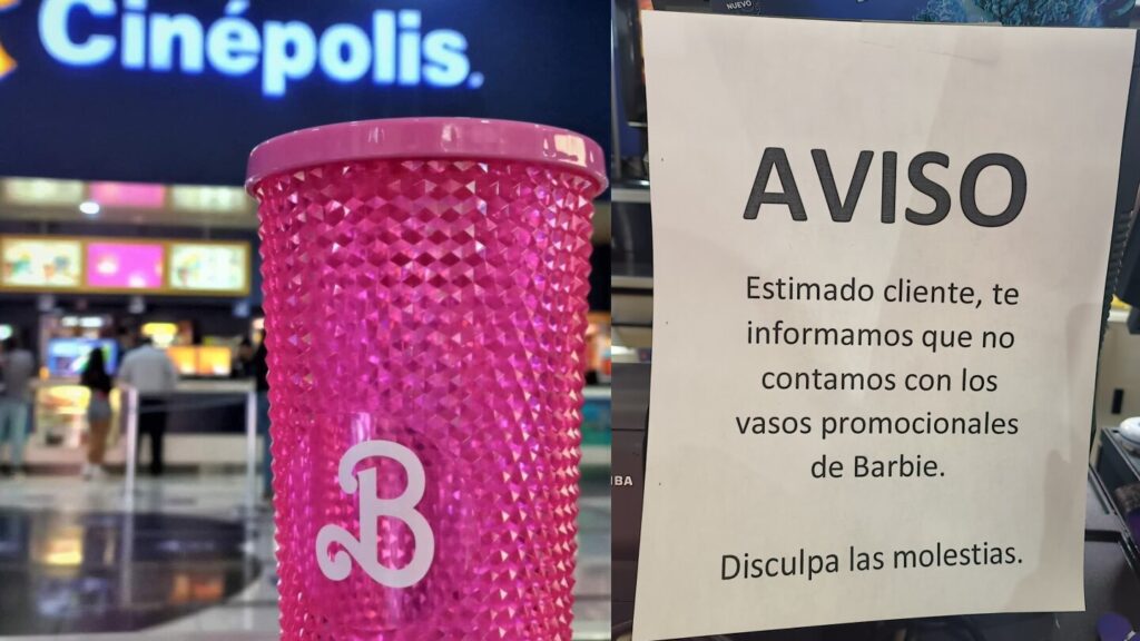 Quejas y reclamos en estreno de Barbie por vasos y palomeras