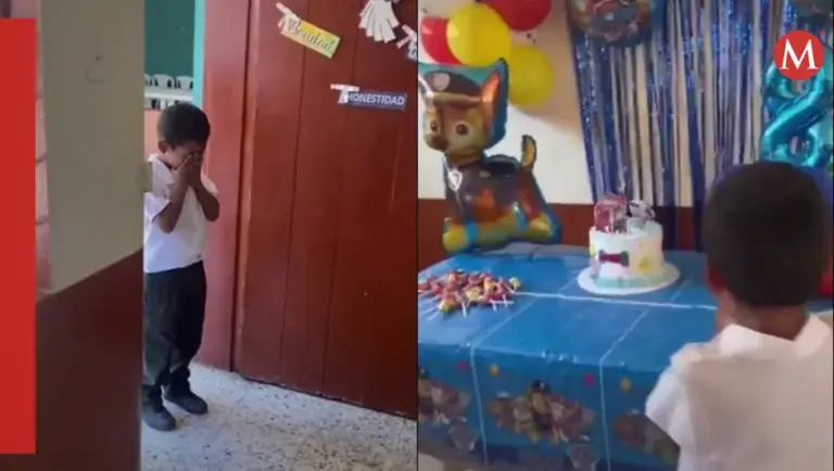 Maestra y amiguitos organizan fiesta sorpresa a un alumno