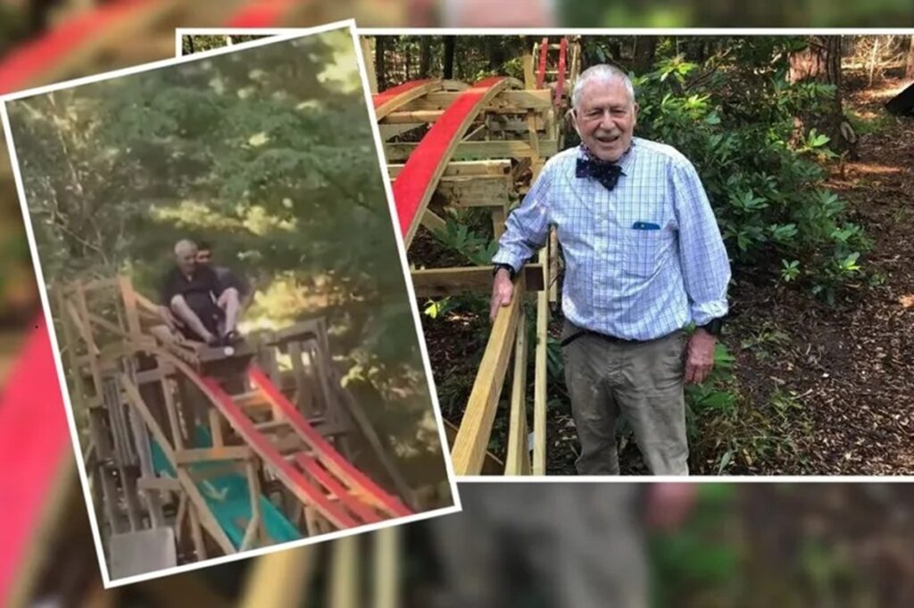 Joven construye y regala una montaña rusa a su abuelo
