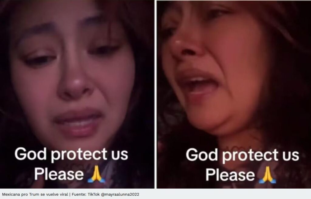 Una tiktoker mexicana en Estados Unidos lloró y lamentó haber votado por Trump.